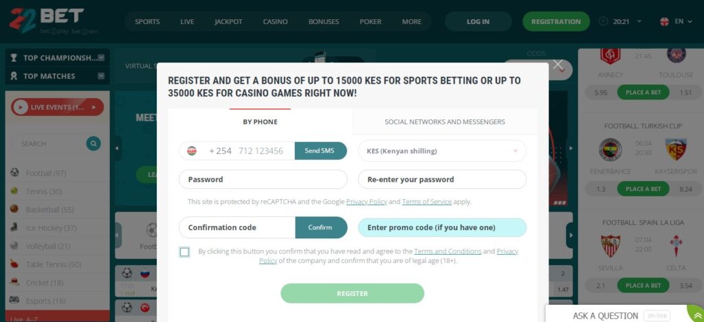 What is the registration process for 22Bet like?